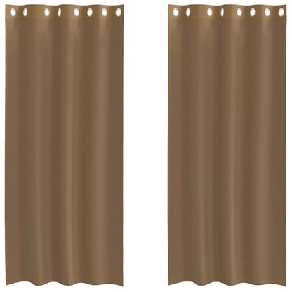 Voile Curtains with Grommets 2 pcs Light Brown