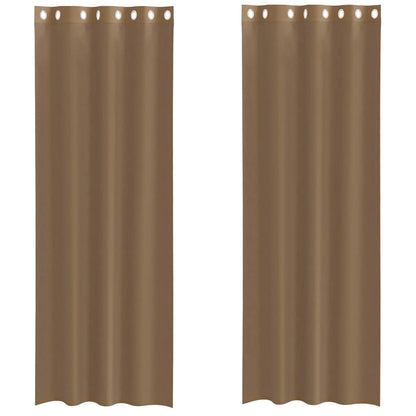 Voile Curtains with Grommets 2 pcs Light Brown