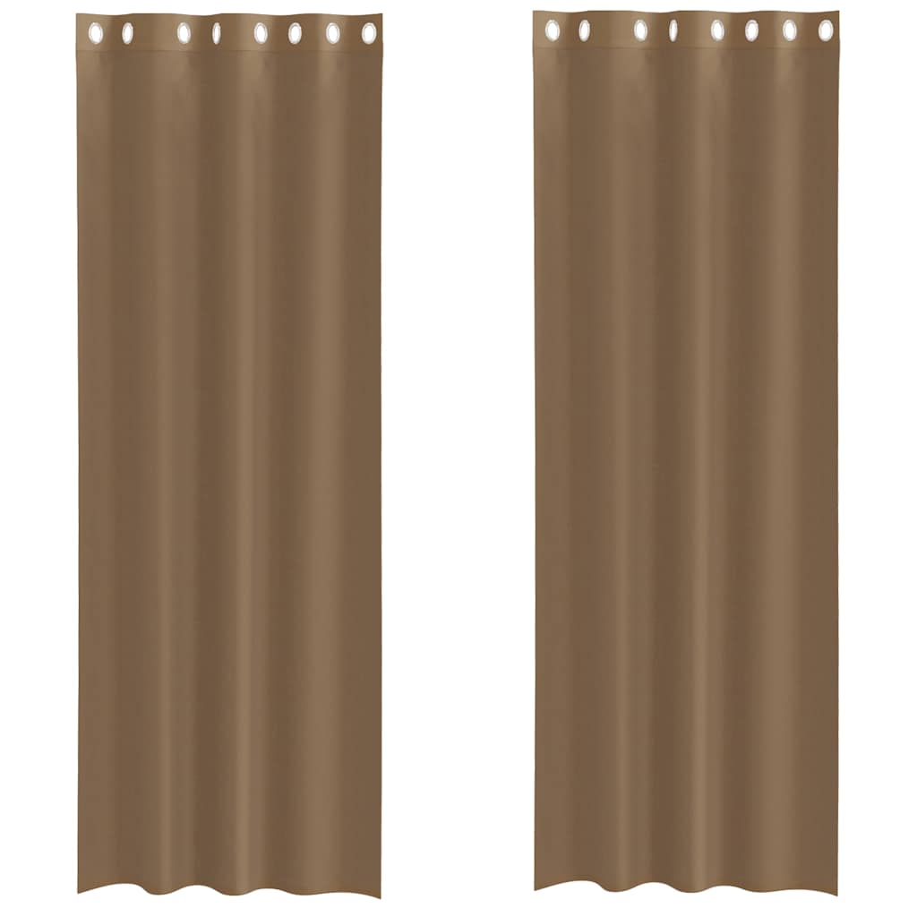 Voile Curtains with Grommets 2 pcs Light Brown