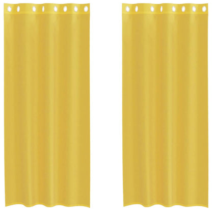 Voile Curtains with Grommets 2 pcs Yellow