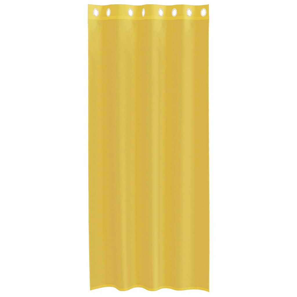 Voile Curtains with Grommets 2 pcs Yellow