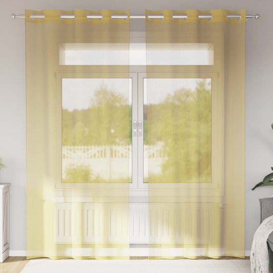 Voile Curtains with Grommets 2 pcs Yellow