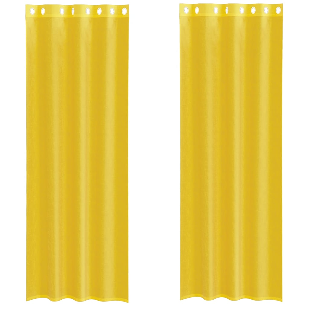 Voile Curtains with Grommets 2 pcs Yellow