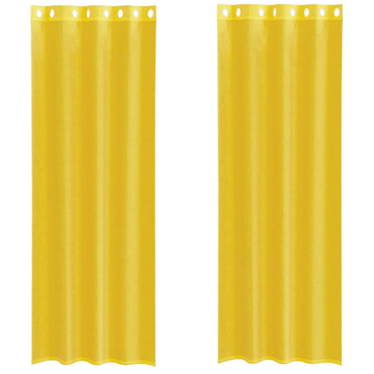 Voile Curtains with Grommets 2 pcs Yellow