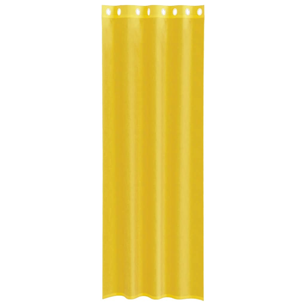 Voile Curtains with Grommets 2 pcs Yellow