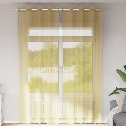 Voile Curtains with Grommets 2 pcs Yellow