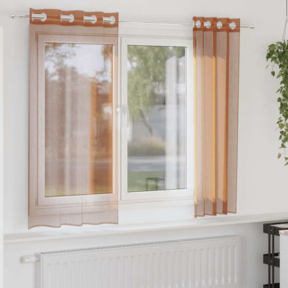 Voile Curtains with Grommets 2 pcs Terracotta