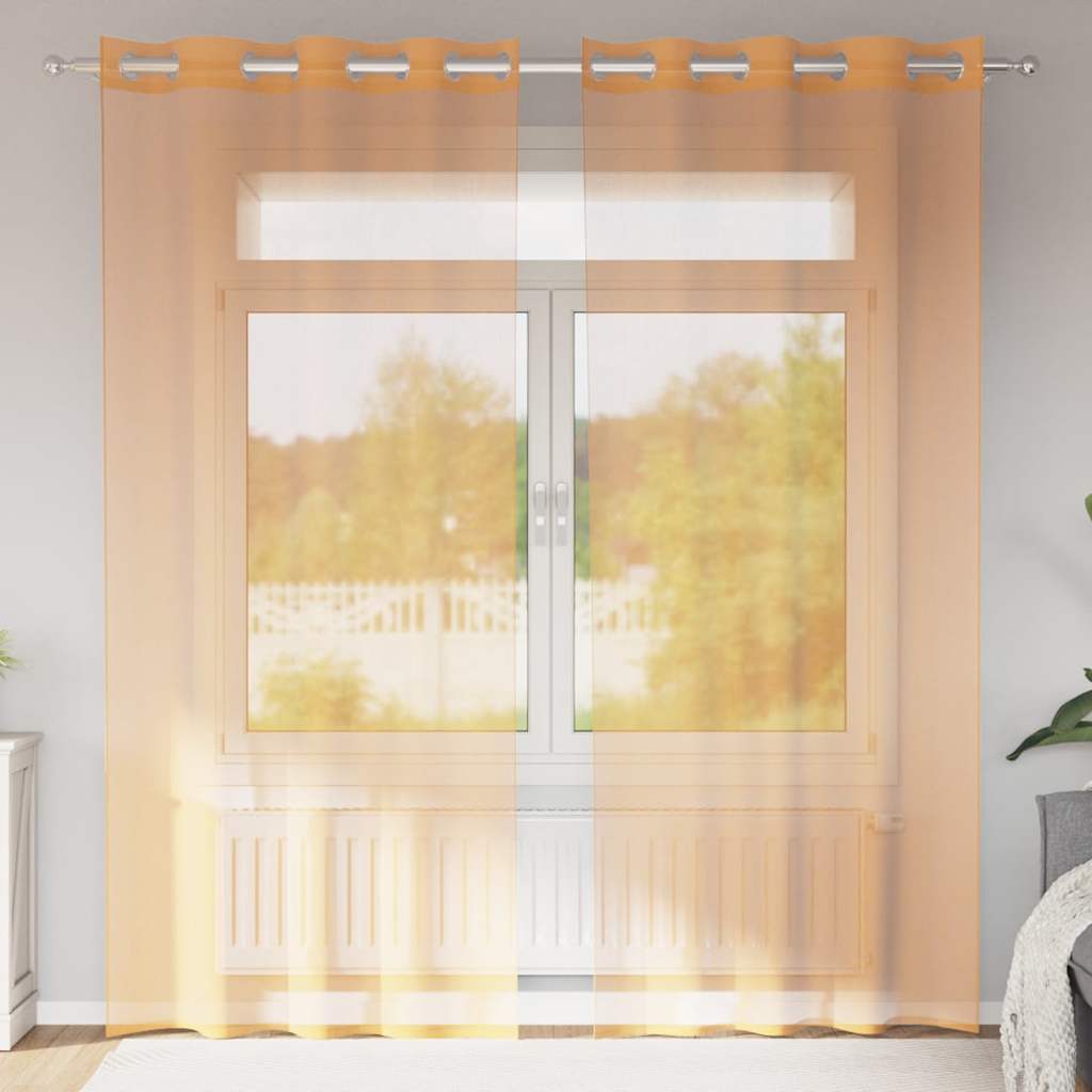 Voile Curtains with Grommets 2 pcs Terracotta