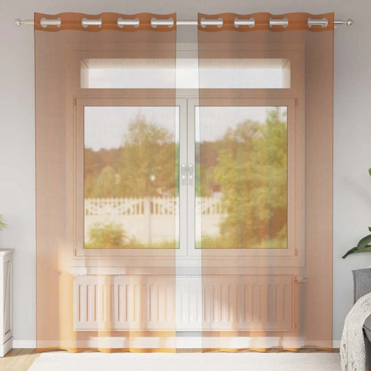 Voile Curtains with Grommets 2 pcs Terracotta