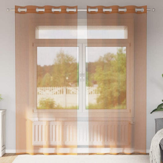 Voile Curtains with Grommets 2 pcs Terracotta