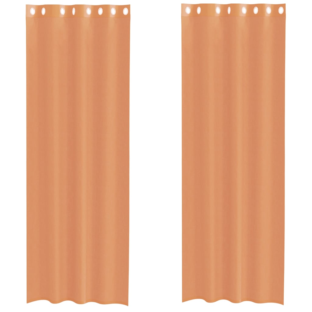 Voile Curtains with Grommets 2 pcs Terracotta