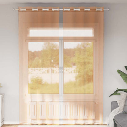 Voile Curtains with Grommets 2 pcs Terracotta