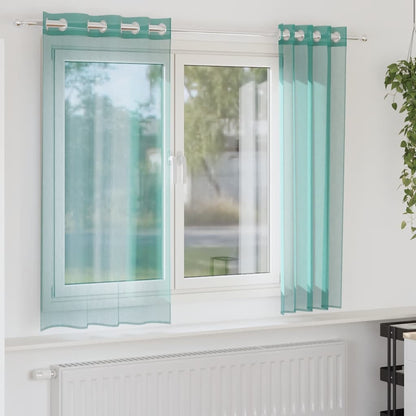 Voile Curtains with Grommets 2 pcs Turquoise