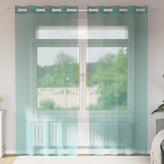 Voile Curtains with Grommets 2 pcs Turquoise