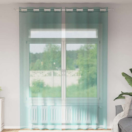 Voile Curtains with Grommets 2 pcs Turquoise