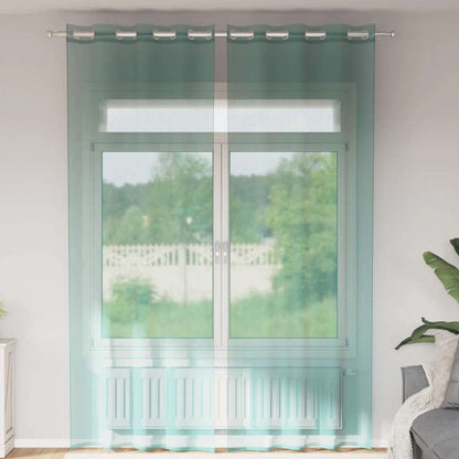 Voile Curtains with Grommets 2 pcs Turquoise