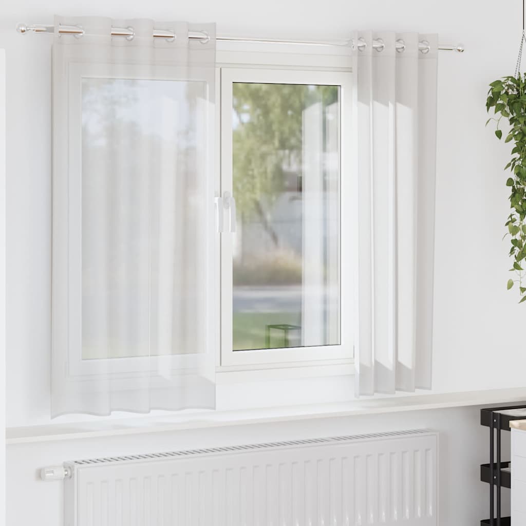 Voile Curtains with Grommets 2 pcs White