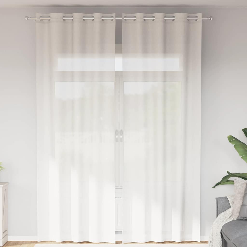 Voile Curtains with Grommets 2 pcs White