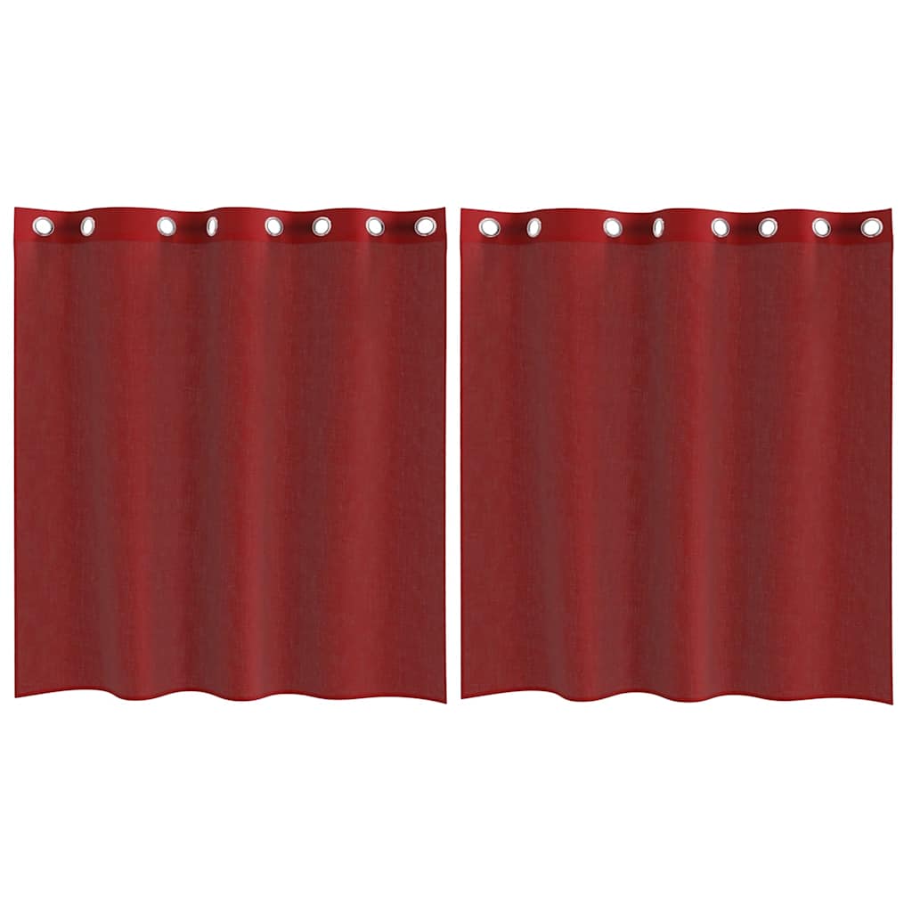 Voile Curtains with Grommets 2 pcs Wine Red
