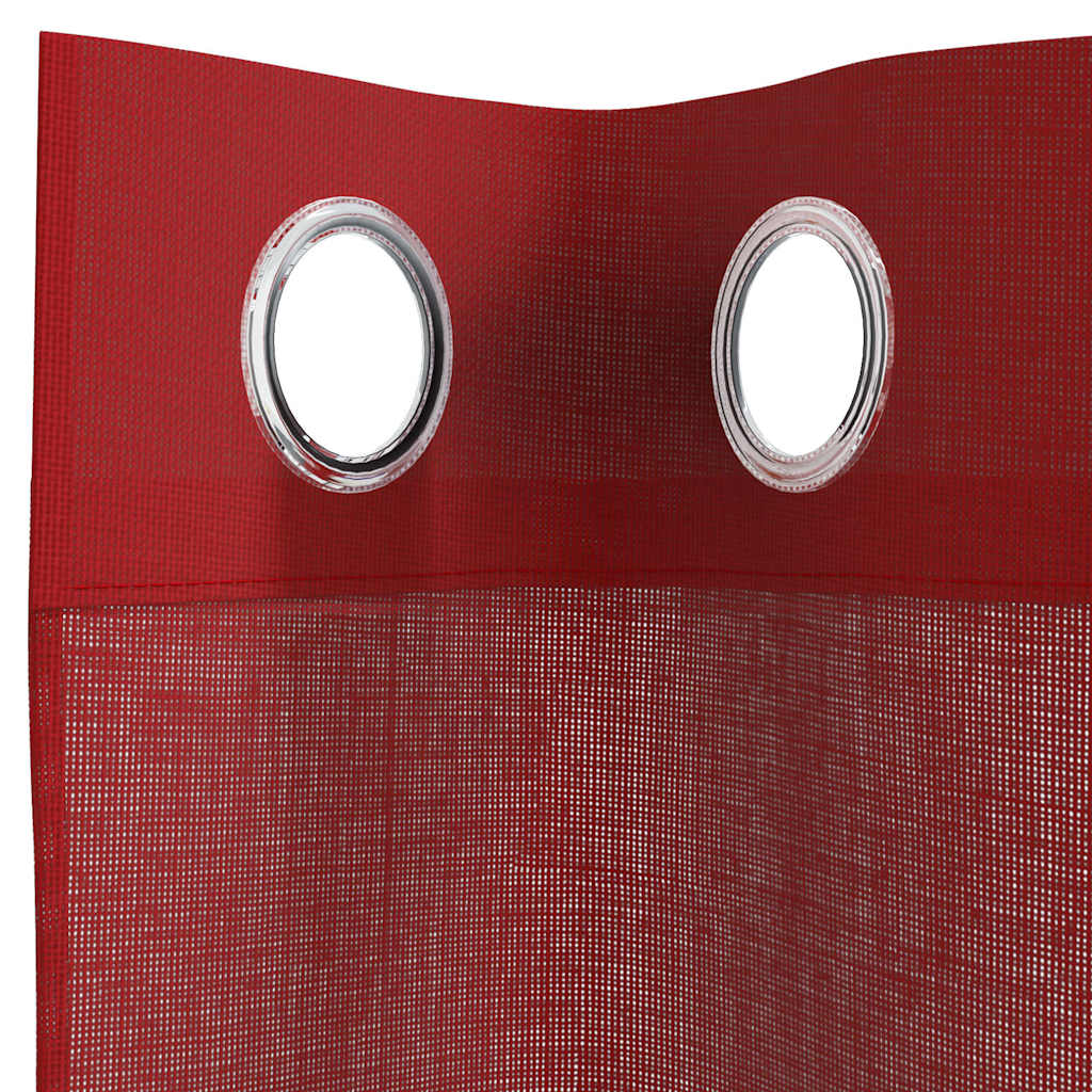 Voile Curtains with Grommets 2 pcs Wine Red