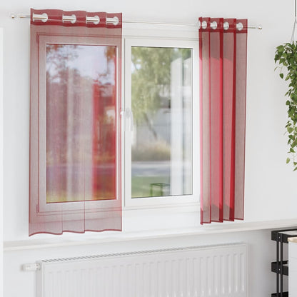 Voile Curtains with Grommets 2 pcs Wine Red