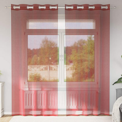 Voile Curtains with Grommets 2 pcs Wine Red
