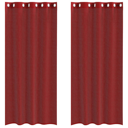 Voile Curtains with Grommets 2 pcs Wine Red