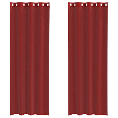 Voile Curtains with Grommets 2 pcs Wine Red
