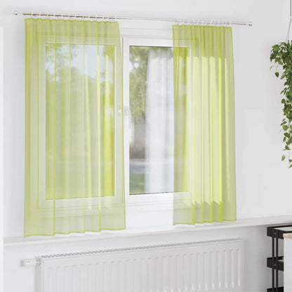 Voile Curtains with Rod Pockets 2 pcs Apple Green