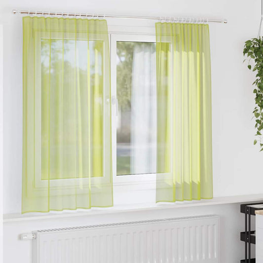 Voile Curtains with Rod Pockets 2 pcs Apple Green
