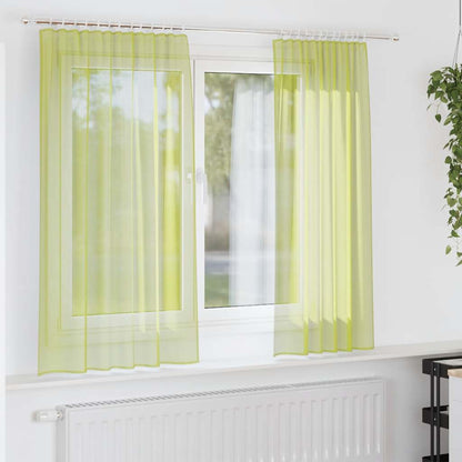 Voile Curtains with Rod Pockets 2 pcs Apple Green
