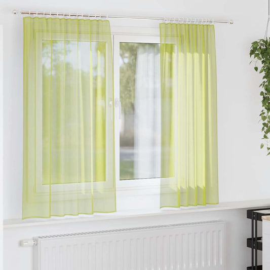 Voile Curtains with Rod Pockets 2 pcs Apple Green