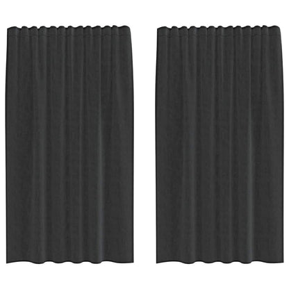 Voile Curtains with Rod Pockets 2 pcs Black