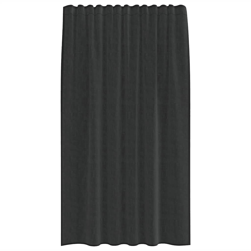 Voile Curtains with Rod Pockets 2 pcs Black