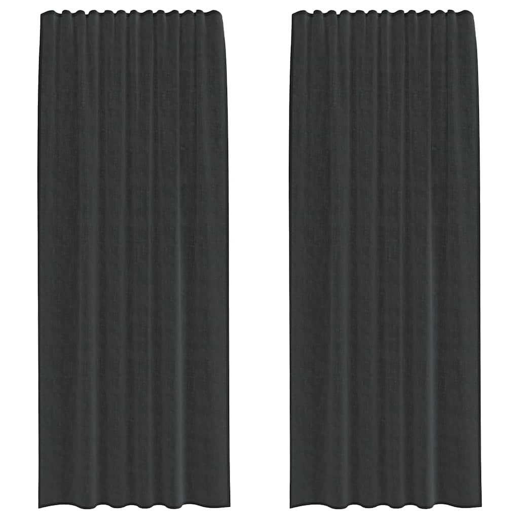 Voile Curtains with Rod Pockets 2 pcs Black