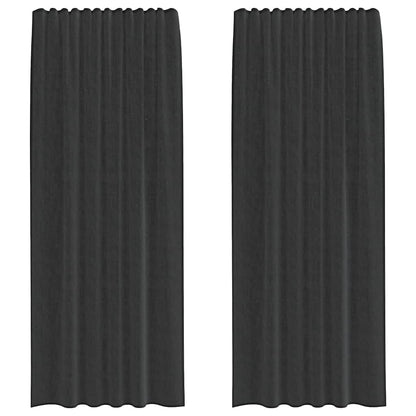 Voile Curtains with Rod Pockets 2 pcs Black