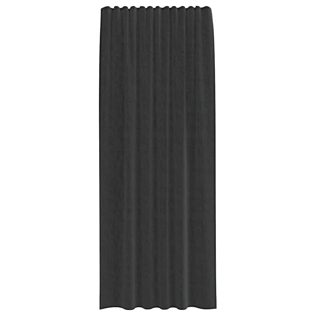 Voile Curtains with Rod Pockets 2 pcs Black