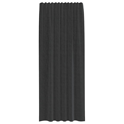 Voile Curtains with Rod Pockets 2 pcs Black