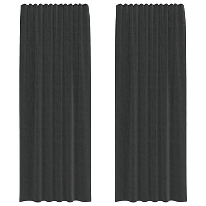 Voile Curtains with Rod Pockets 2 pcs Black