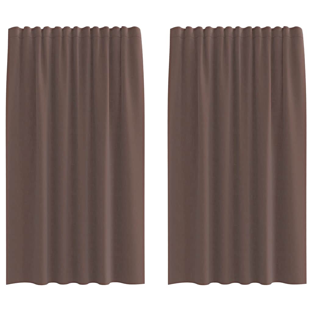 Voile Curtains with Rod Pockets 2 pcs Brown