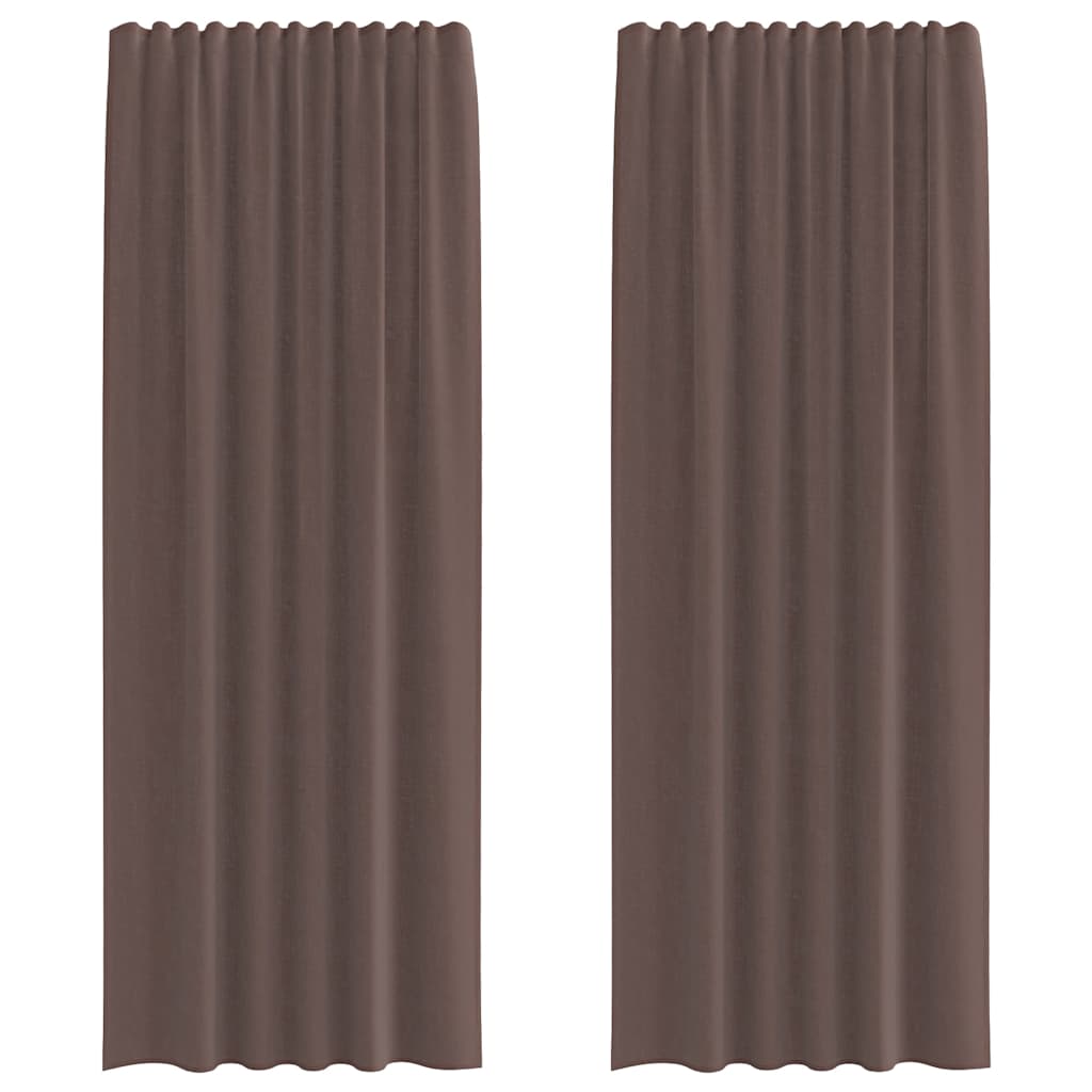 Voile Curtains with Rod Pockets 2 pcs Brown