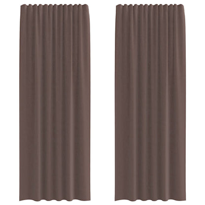 Voile Curtains with Rod Pockets 2 pcs Brown