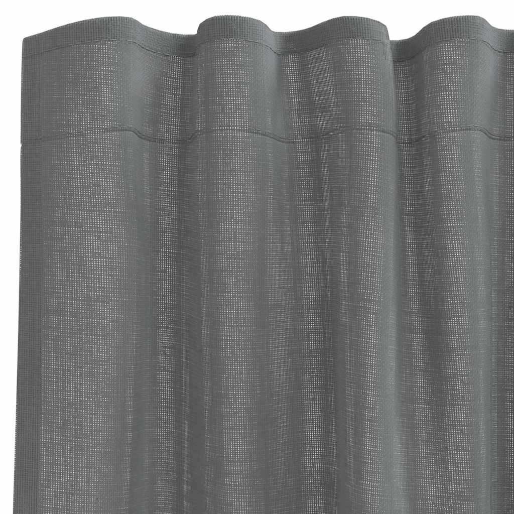 Voile Curtains with Rod Pockets 2 pcs Dark Grey