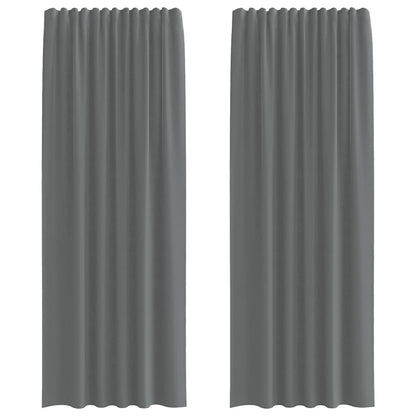 Voile Curtains with Rod Pockets 2 pcs Dark Grey