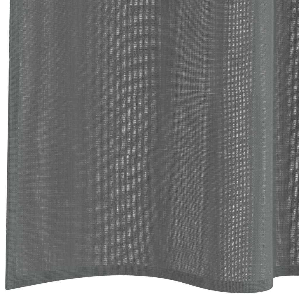 Voile Curtains with Rod Pockets 2 pcs Dark Grey