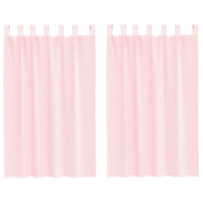 Voile Curtains with Rod Pockets 2 pcs Light Pink