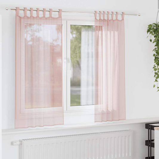 Voile Curtains with Rod Pockets 2 pcs Light Pink