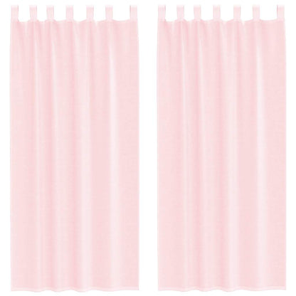 Voile Curtains with Rod Pockets 2 pcs Light Pink