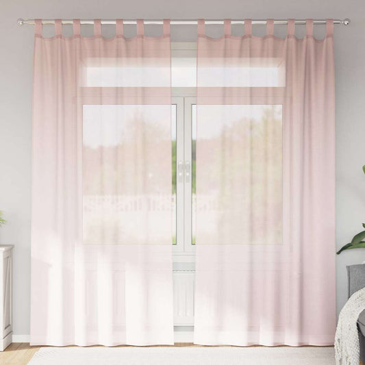 Voile Curtains with Rod Pockets 2 pcs Light Pink