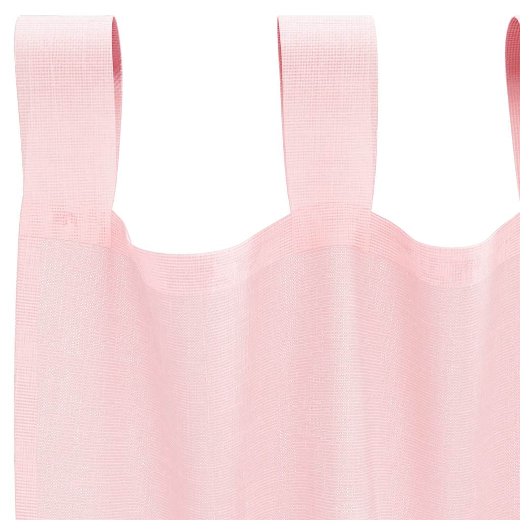 Voile Curtains with Rod Pockets 2 pcs Light Pink